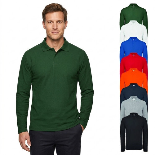Long sleeve polo - long, /
