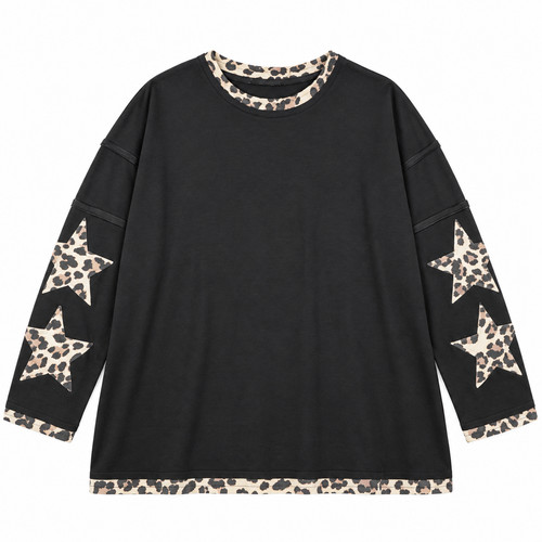Damen oversize longshirt leo - damen,